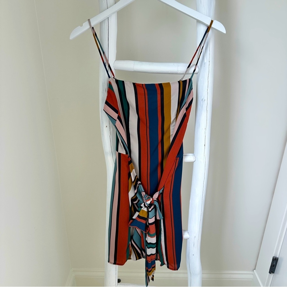Vici Just a Dream Multicolor Striped Wrap Mini Dress Size Small